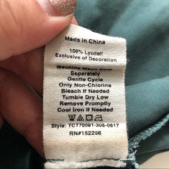 Avec Les Filles Utility Asymmetric Dress Snap Buttons Zipper 2 Teal Green EUC - Picture 11 of 12